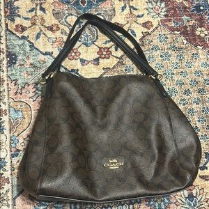 Coach Brown Leather Shoulder Bag with Classic Hobo Style